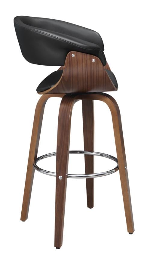 Zion Upholstered Swivel Bar Stool Walnut and Black