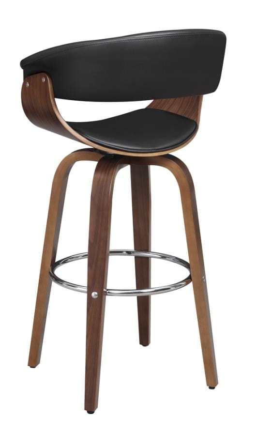 Zion Upholstered Swivel Bar Stool Walnut and Black