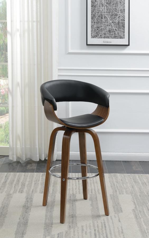 Zion Upholstered Swivel Bar Stool Walnut and Black