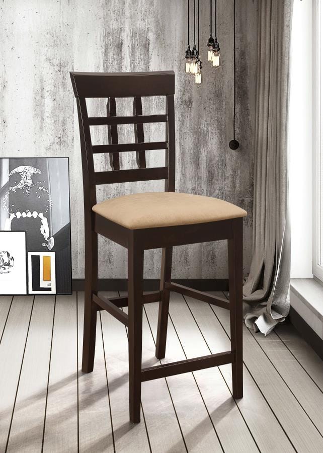 Clanton Upholstered Counter Height Stools Cappuccino and Beige (Set of 2)