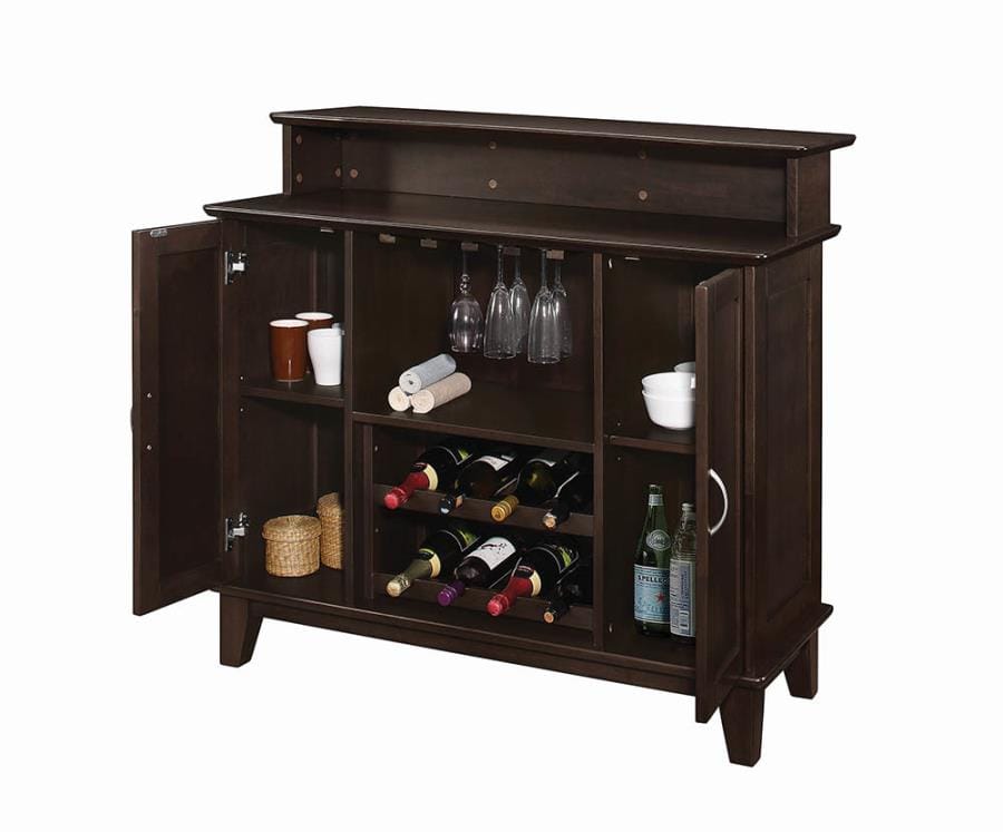 Caraway 2-door Bar Unit with Adjustable Shelves Cappuccino