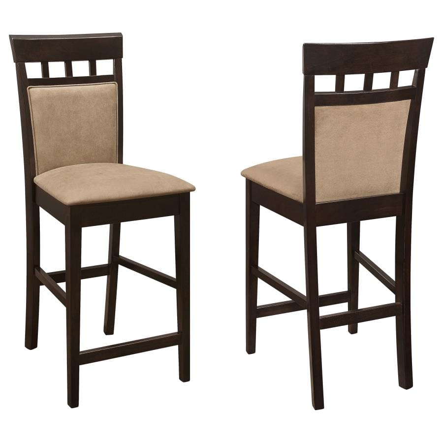 Clanton Upholstered Counter Height Stools Cappuccino and Beige (Set of 2)