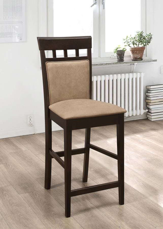 Clanton Upholstered Counter Height Stools Cappuccino and Beige (Set of 2)