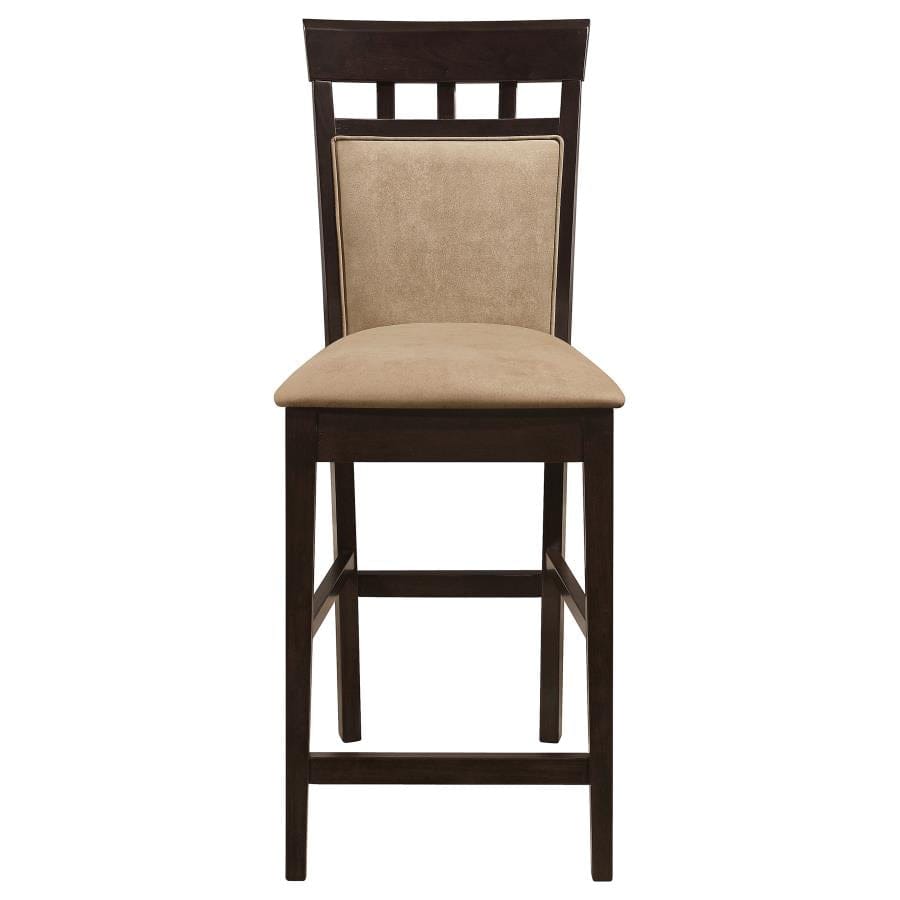 Clanton Upholstered Counter Height Stools Cappuccino and Beige (Set of 2)