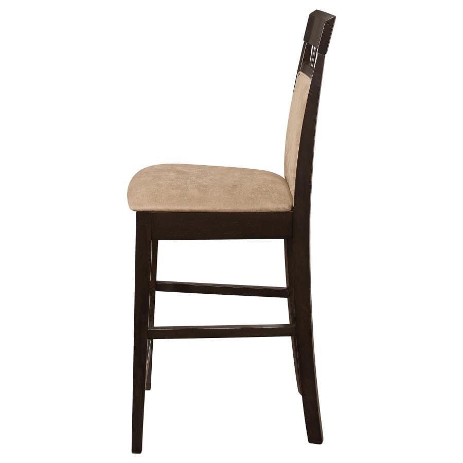 Clanton Upholstered Counter Height Stools Cappuccino and Beige (Set of 2)