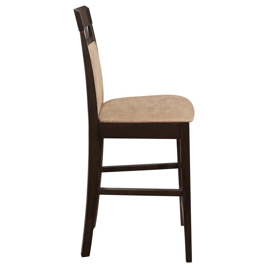 Clanton Upholstered Counter Height Stools Cappuccino and Beige (Set of 2)