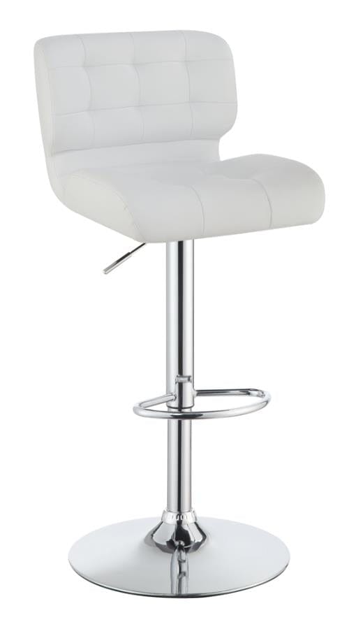 Azalea Upholstered Adjustable Bar Stools Chrome and White (Set of 2)