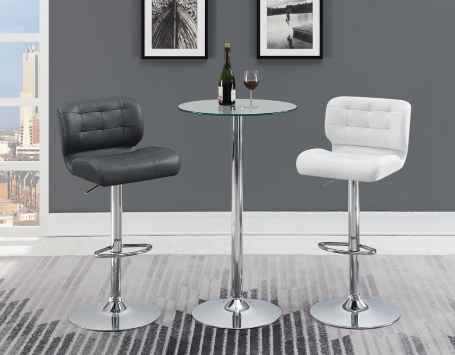 Azalea Upholstered Adjustable Bar Stools Chrome and White (Set of 2)