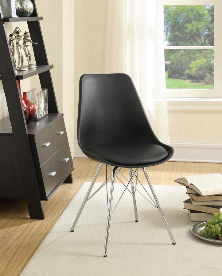 Juniper Armless Dining Chairs Black and Chrome (Set of 2)