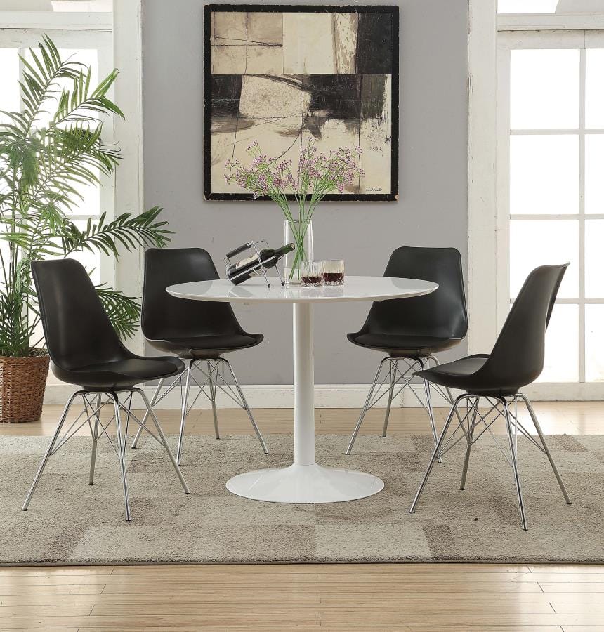 Juniper Armless Dining Chairs Black and Chrome (Set of 2)