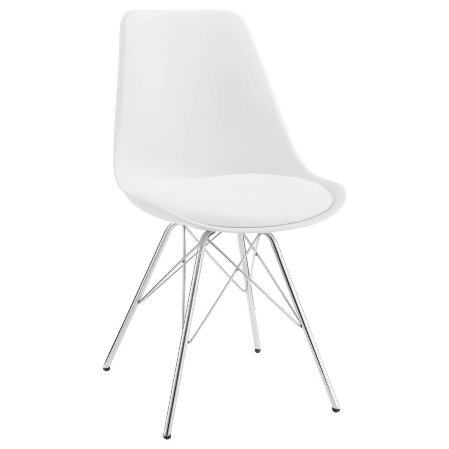 Juniper Armless Dining Chairs White and Chrome (Set of 2)