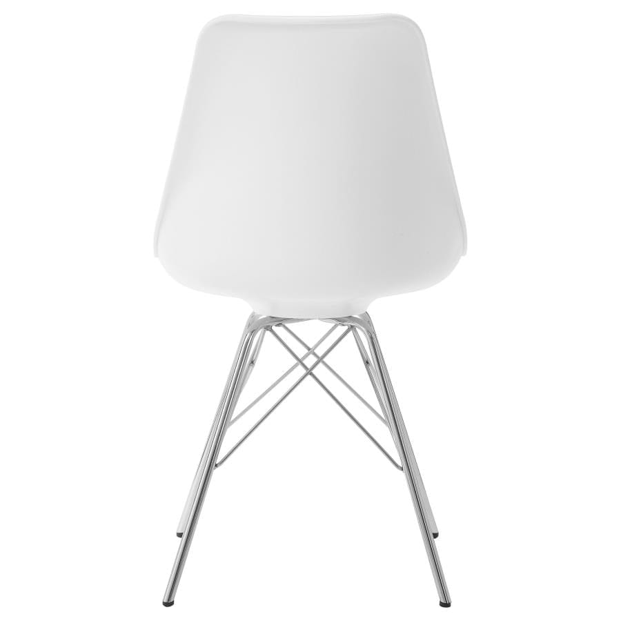 Juniper Armless Dining Chairs White and Chrome (Set of 2)