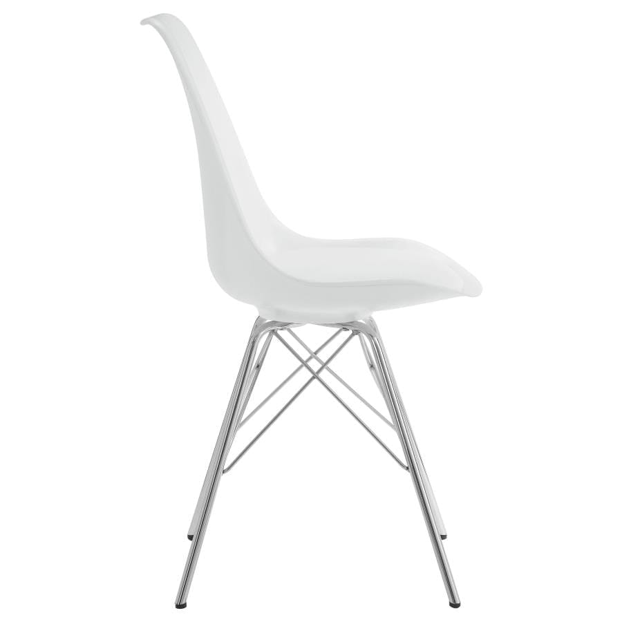 Juniper Armless Dining Chairs White and Chrome (Set of 2)