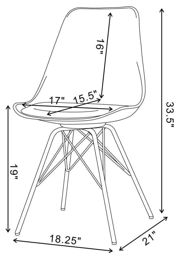 Juniper Armless Dining Chairs White and Chrome (Set of 2)