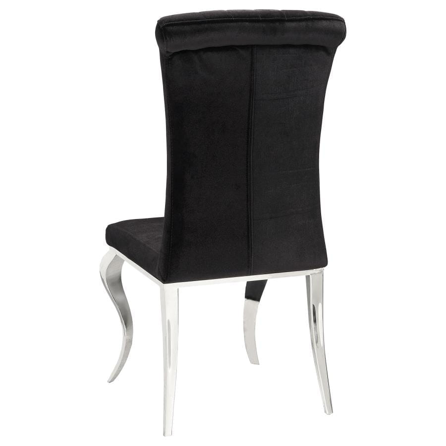 Betty Upholstered Side Chairs Black and Chrome (Set of 4)