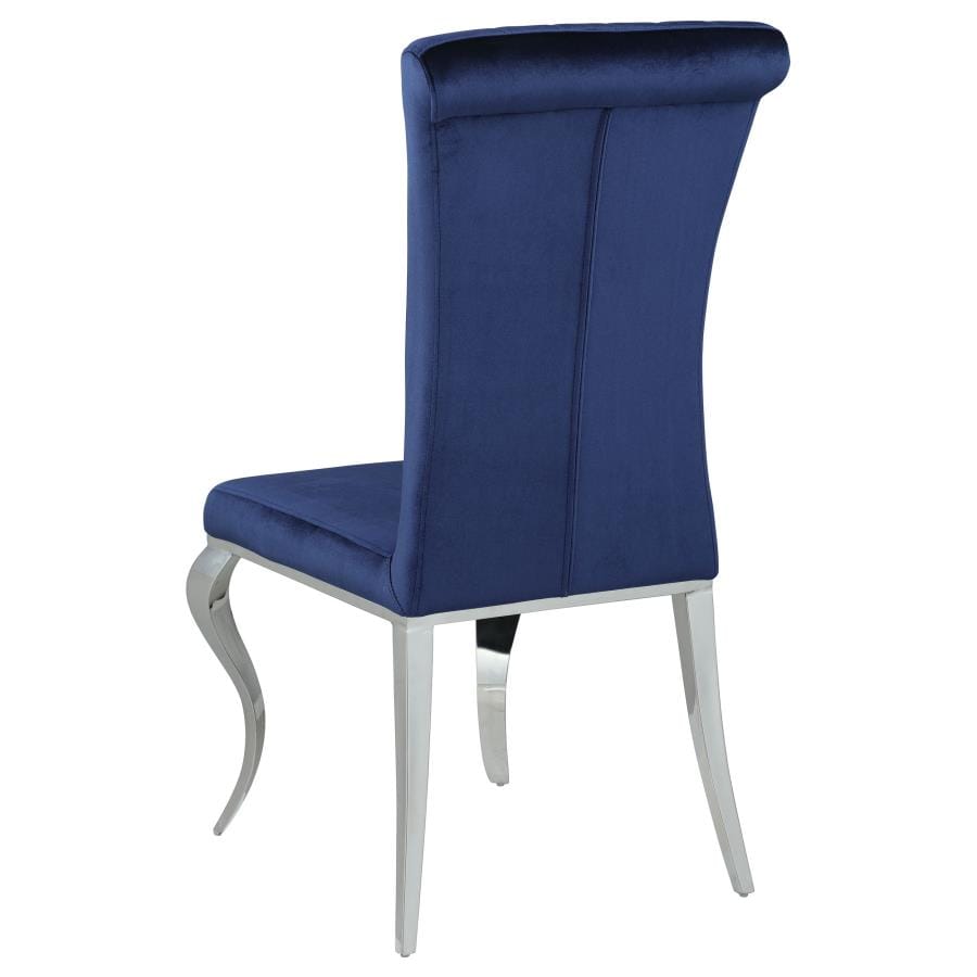 Betty Upholstered Side Chairs Ink Blue and Chrome (Set of 4)