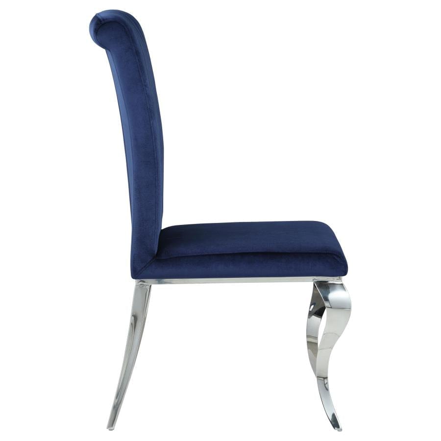 Betty Upholstered Side Chairs Ink Blue and Chrome (Set of 4)
