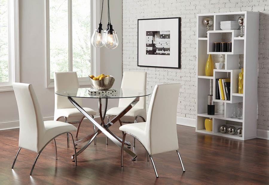Beckham Round Dining Table Chrome and Clear