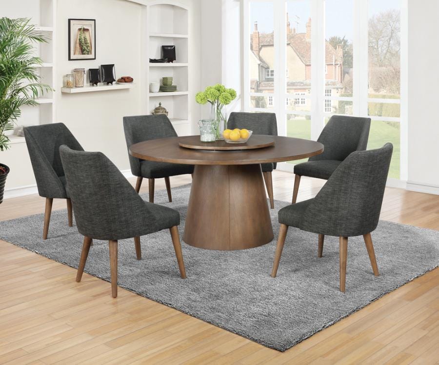 Beverly 5-piece Round Dining Set Dark Cocoa and Dark Grey