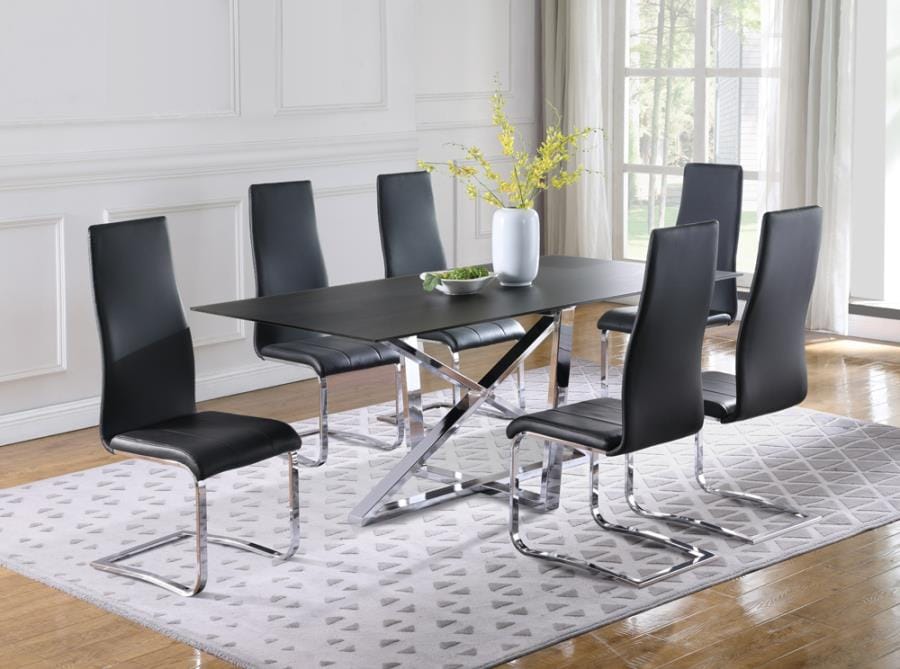 Neveen Rectangular X-cross Dining Table Black and Chrome