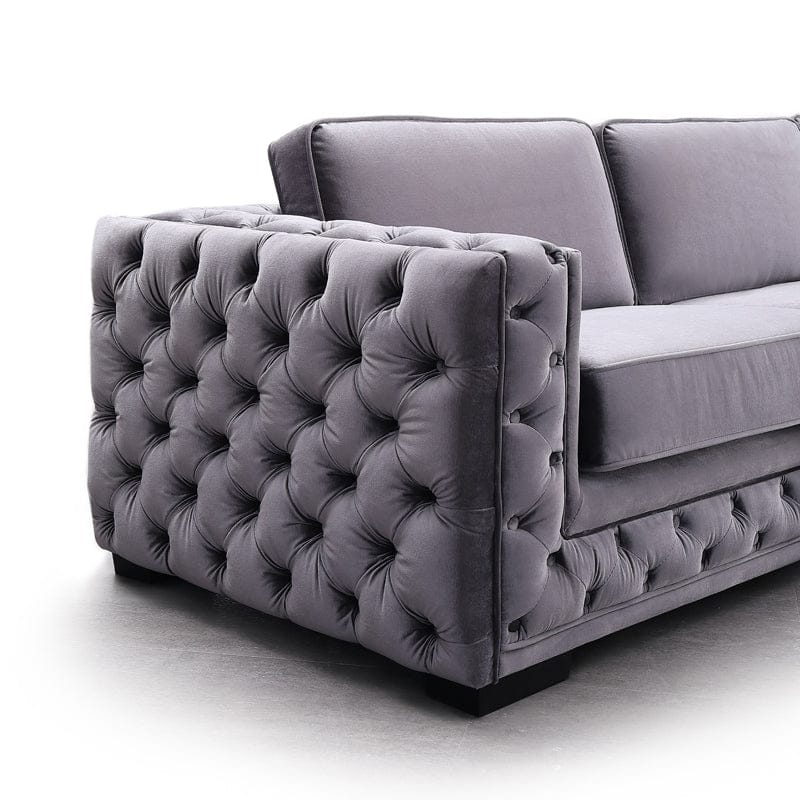 Divani Casa Jean - Modern Grey Velvet Sectional Sofa