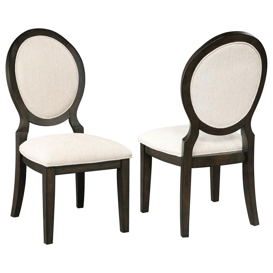 Twyla Upholstered Dining Chairs with Oval Back (Set of 2) Cream and Dark Cocoa