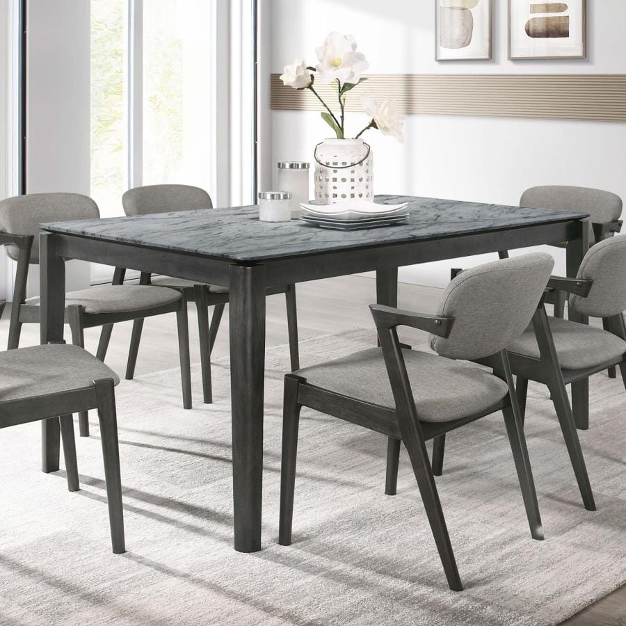 Stevie Rectangular Dining Table with Faux Marble Top