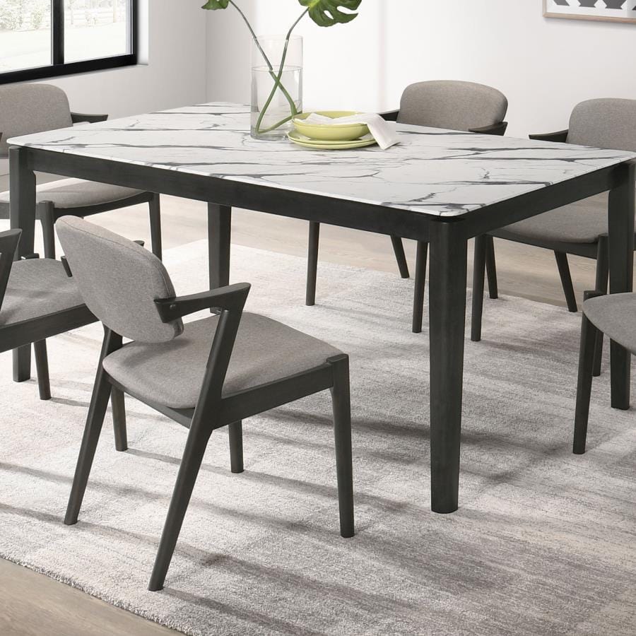 Stevie Rectangular Dining Table with Faux Marble Top