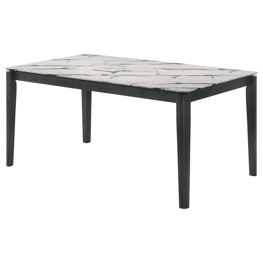 Stevie Rectangular Dining Table with Faux Marble Top