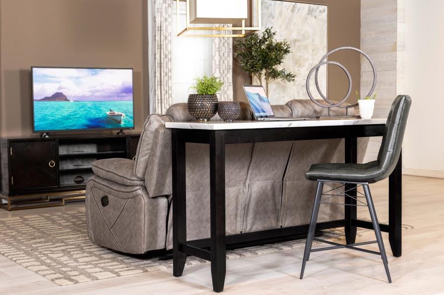 Toby Rectangular Marble Top Counter Height Table Espresso and White