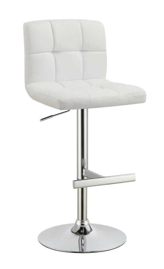 Lenny Adjustable Height Bar Stools Chrome and White (Set of 2)
