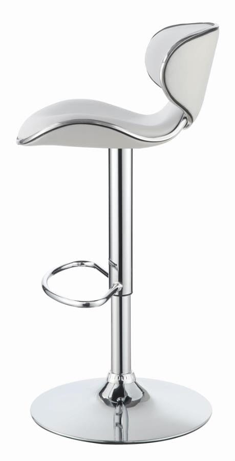 Edenton Upholstered Adjustable Height Bar Stools White and Chrome (Set of 2)