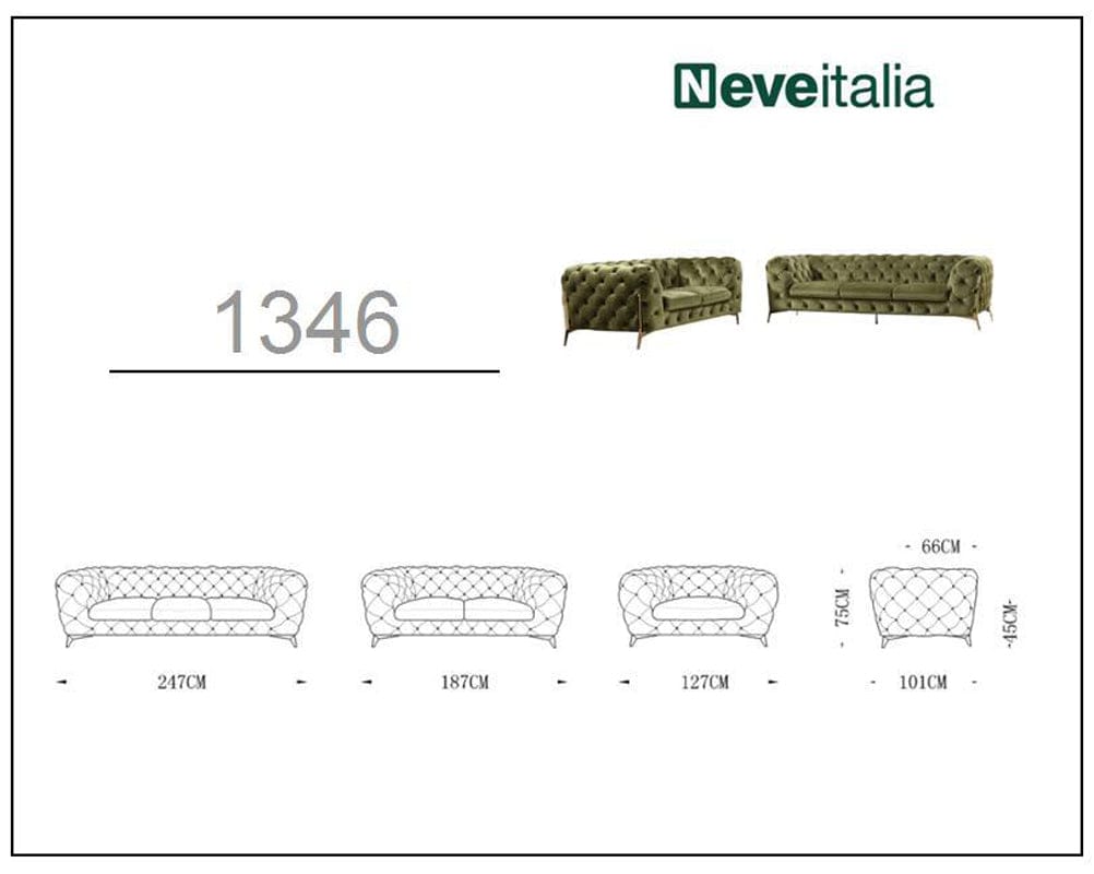 Divani Casa Sheila Modern Dark Blue Fabric Sofa Set