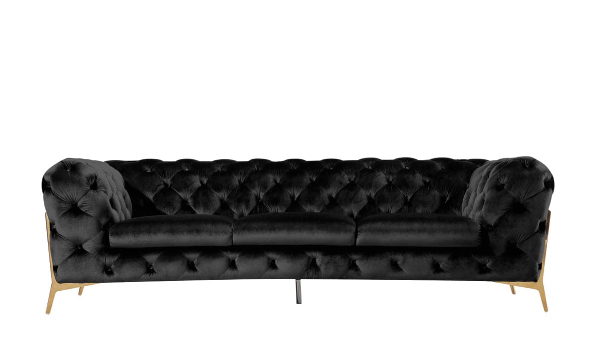 Divani Casa Sheila Modern Black Velvet Sofa Set