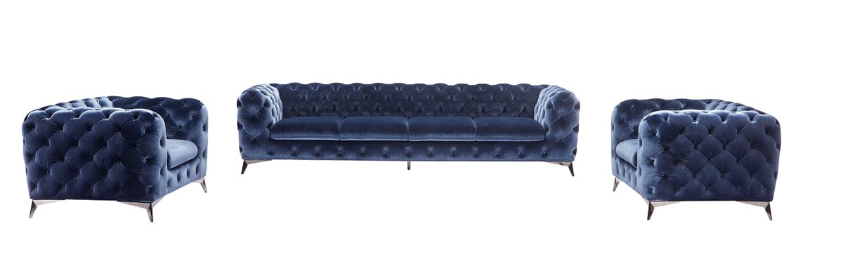 Divani Casa Delilah Modern Blue Sofa & Chair Set