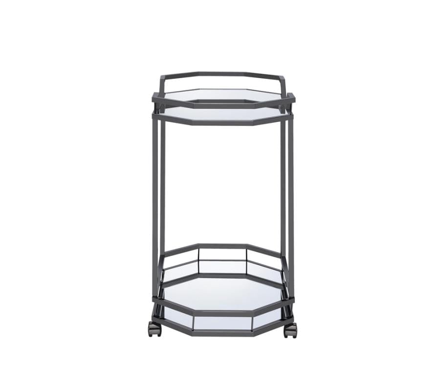 Terrell 2-tier Mirrored Serving Cart Black Nickel