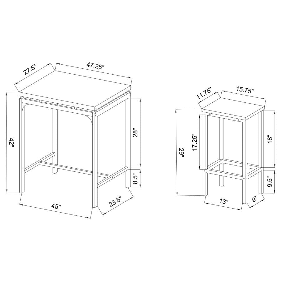 Santana 5-piece Bar Set Weathered Chestnut and Black