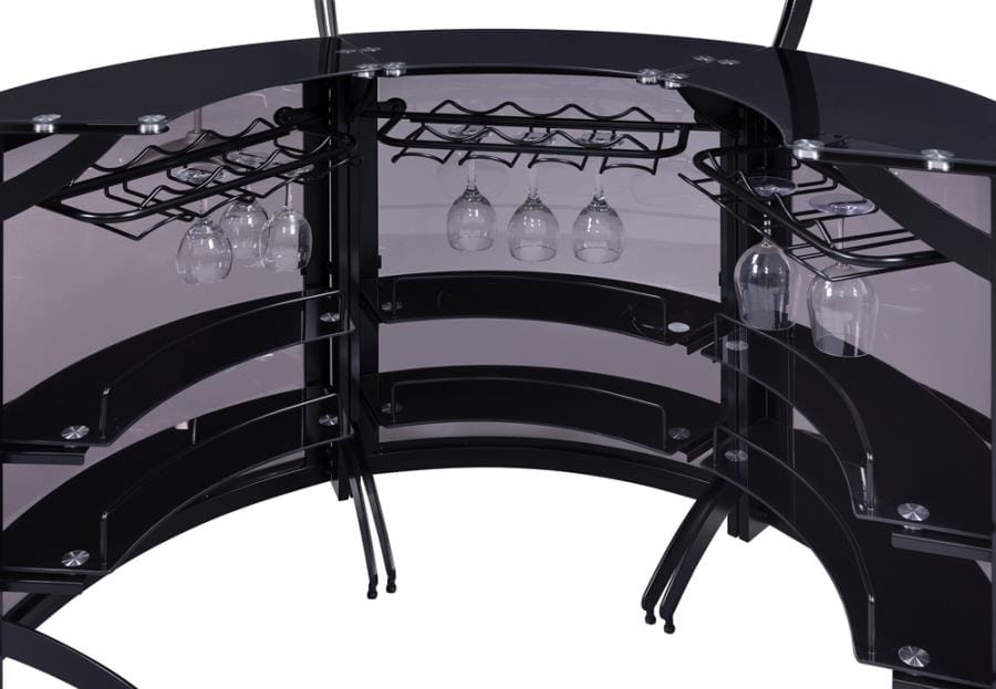 Dallas 3-Bottle Wine Rack Bar Unit Smoked and Black