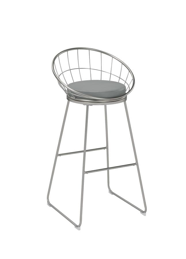 Glenbrook Padded Seat Bar Stools Grey and Satin Nickel (Set of 2)