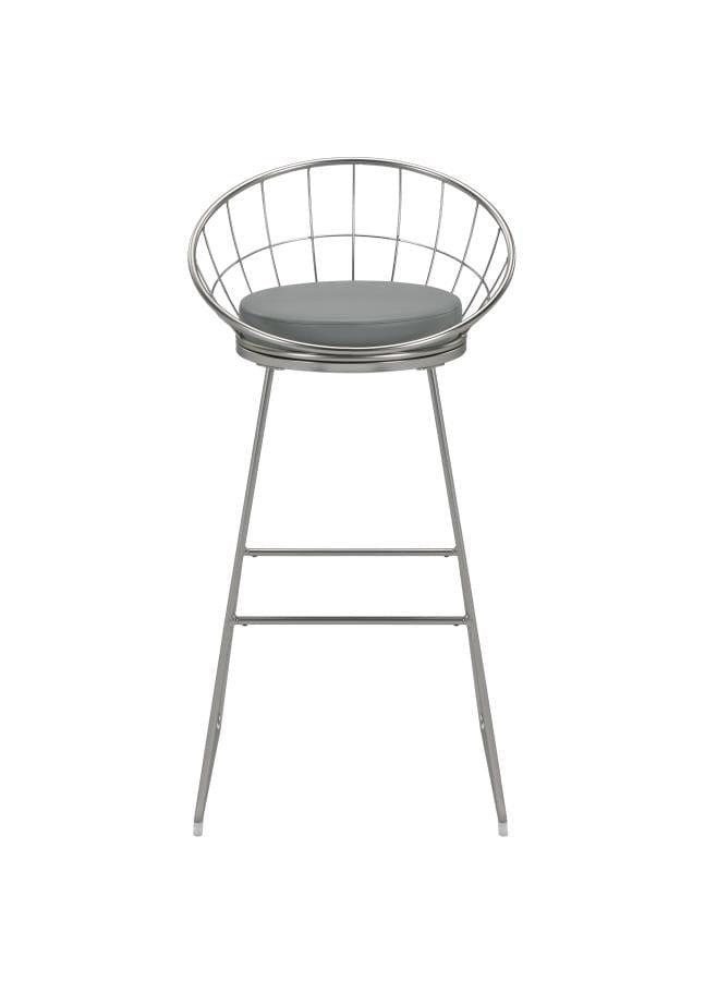 Glenbrook Padded Seat Bar Stools Grey and Satin Nickel (Set of 2)