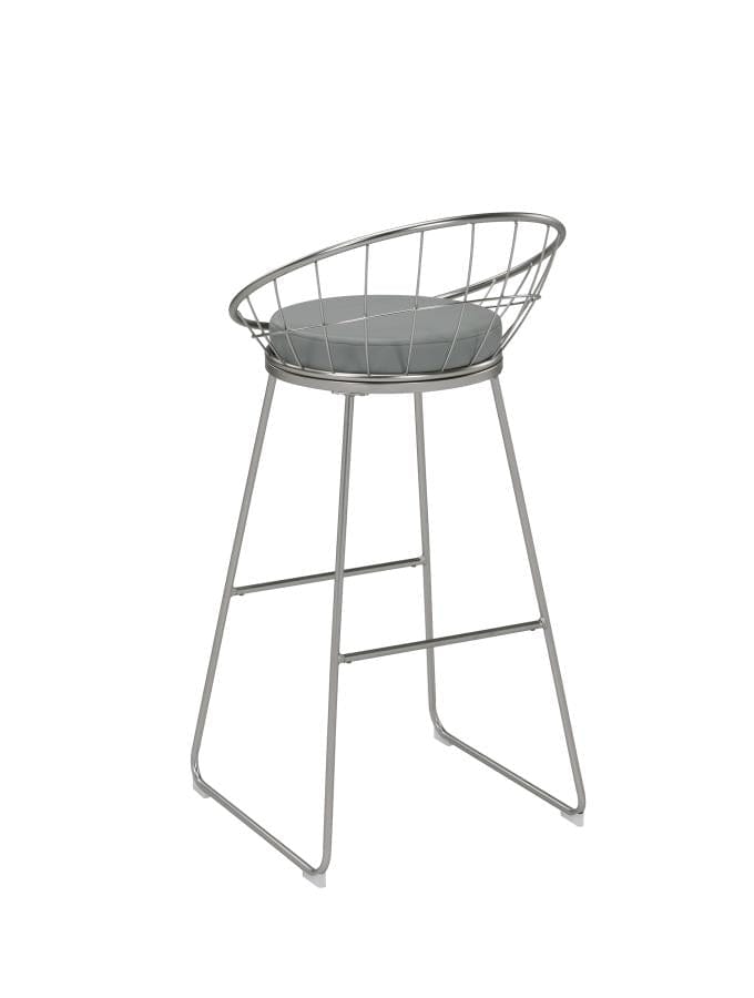 Glenbrook Padded Seat Bar Stools Grey and Satin Nickel (Set of 2)