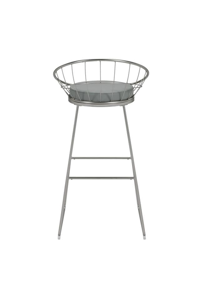 Glenbrook Padded Seat Bar Stools Grey and Satin Nickel (Set of 2)
