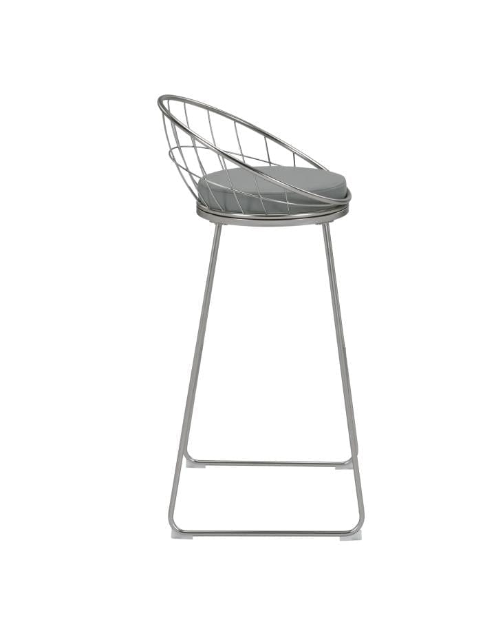 Glenbrook Padded Seat Bar Stools Grey and Satin Nickel (Set of 2)