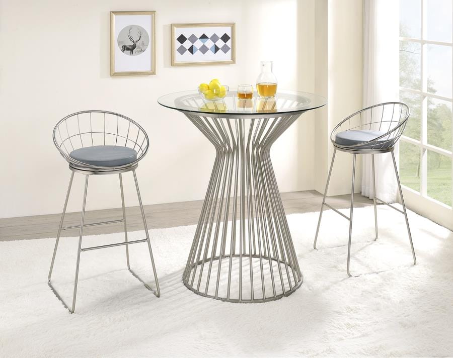 Glenbrook Padded Seat Bar Stools Grey and Satin Nickel (Set of 2)