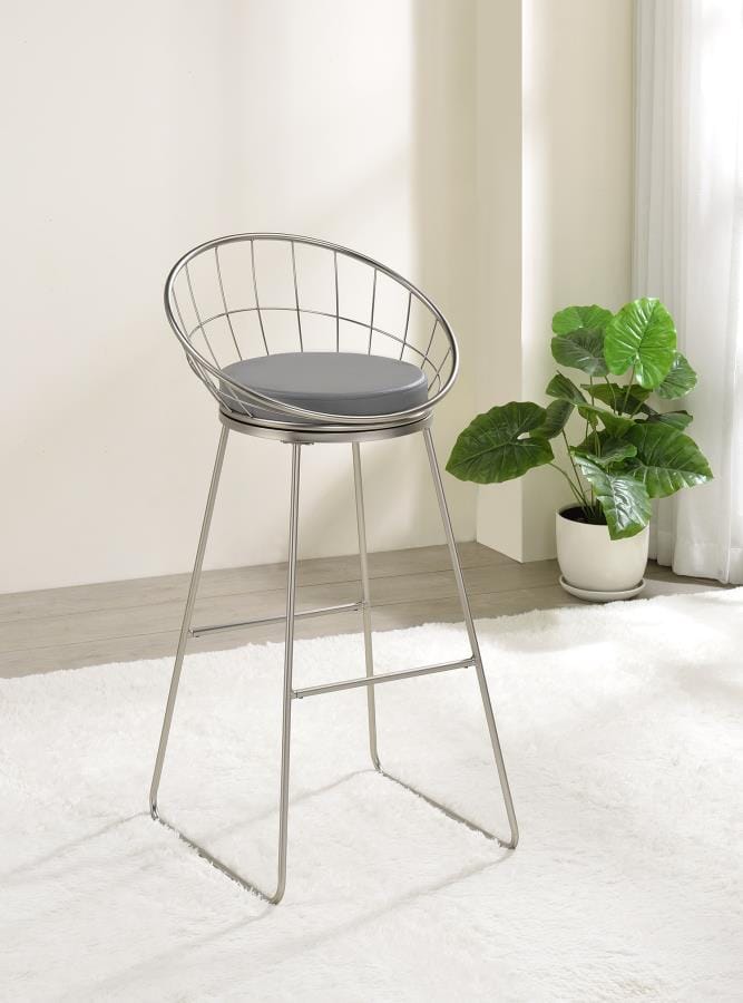 Glenbrook Padded Seat Bar Stools Grey and Satin Nickel (Set of 2)