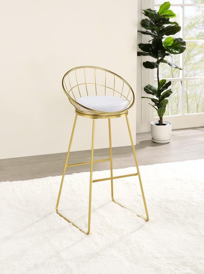 Glenbrook Padded Seat Bar Stools White and Matte Brass (Set of 2)