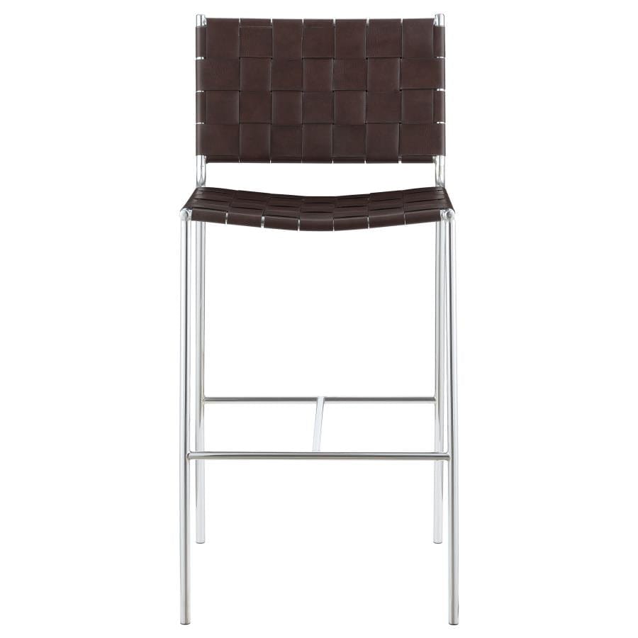 Adelaide Upholstered Bar Stool with Open Back Brown and Chrome