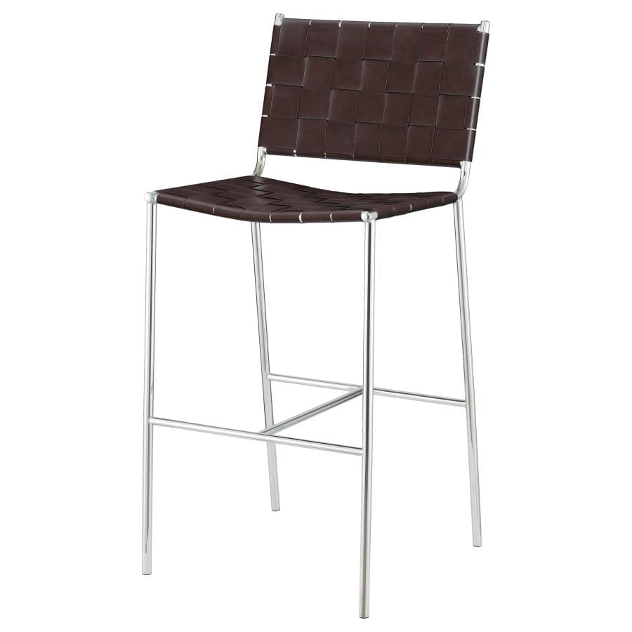 Adelaide Upholstered Bar Stool with Open Back Brown and Chrome