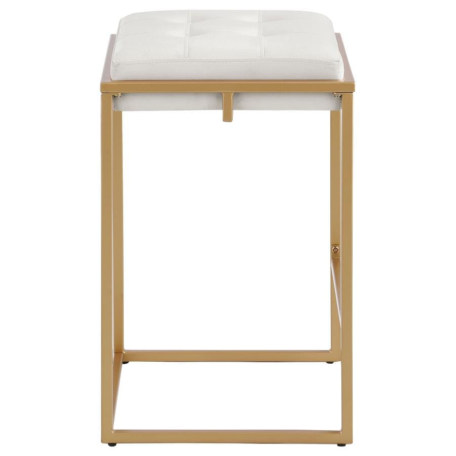 Nadia Square Padded Seat Counter Height Stool (Set of 2) Beige and Gold