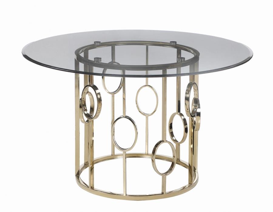 Lindsey Round Glass Top Dining Table Sunny Gold